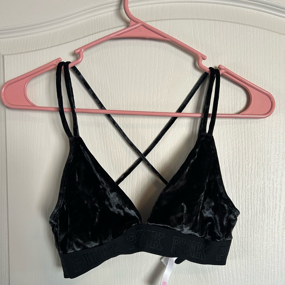 PINK velvet strappy bralette